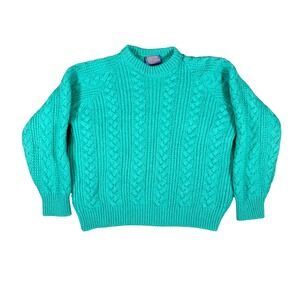 Vintage Pendleton USA Made Cable Knit Sweater Teal Large